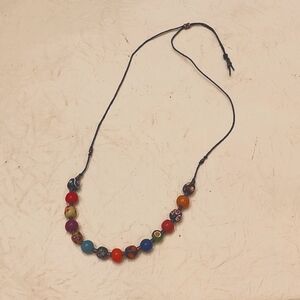 Necklace Adjustable with handmade clay beads